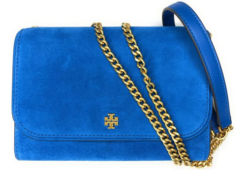 Tory Burch Emerson Suede Chain Wallet Gentian 488 Talla Únic