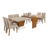 Conjunto Mesa De Jantar 12 Cadeiras - Tampo De Vidro