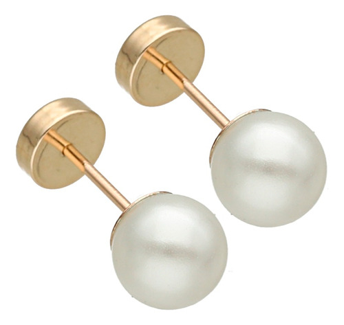 Aros Abridores De Oro 20k Ch Perla Símil 6mm Ch-312 C