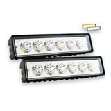 Par Faros Barra 6 Led Bicolor Blanco Ambar Multivoltaje