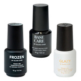 Kit Para Uñas Base Care +glazy + Frozen Gloss Over 15g 3pzas