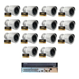 Kit Dvr 16 Canais Acusense Hikvision+14 Cameras Full+ Brinde