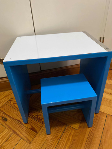 Mesa Mesita Con Banco Infantil Madera Laqueada