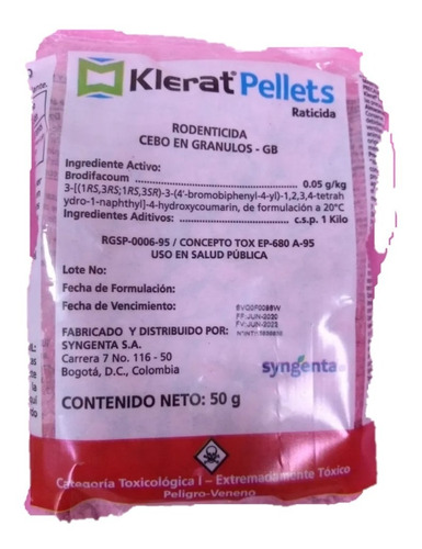 Veneno Rata Klerat Pellets 50g 