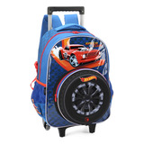 Mochila De Rodinhas Infantil Escolar Menino Bolsa Hot Wheels