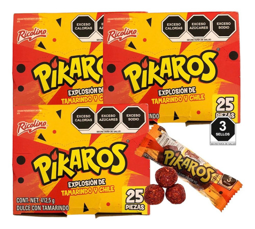 Pikaros Tamarindo Chile 75pz Ricolino Dulce Mexicano