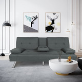 Sofa Cama Plegable Convertible Con 2 Portavasos, Futon Versa