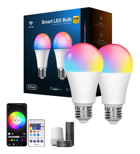 Focos Led Wifi Inteligente Rgb Bombillas Para Alexa Google