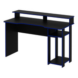 Mesa Gamer 136x89,5x60 Cm Preto/azul Tecnomobili