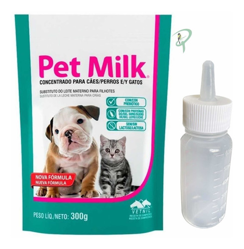 Pet Milk 300 Gramas Vetnil Com Mamadeira Para Cachorro Gato