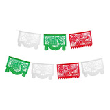 Papel Picado Tricolor Dia De La Bandera Fiesta Mexicana 50m
