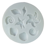 * Molde Silicon 8 Mini Conchas Estrellas Mar Resina Fondant