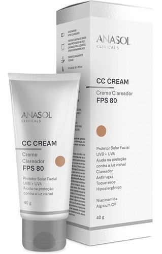 Protetor Solar Facial Anasol Clinicals Cc Cream Clareador Fp