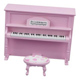 Mini Piano Vertical De Acero Para Casa De Muñecas En Rosa