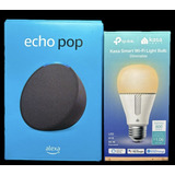 Altavoz Inteligente Echo Pop Color Negro Y Foco Inteligente