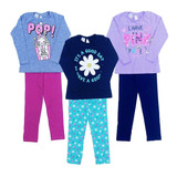 Roupa Infantil Kit 3 Conjunto Menina Frio Barato Atacado