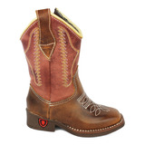 Bota Infantil Country Texana Couro Masculina Botinha