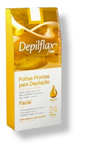 24 Folhas Prontas Cera Depilatória Facial Natural Depilflax