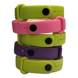 Kit De 5 Pulseiras Para Smartwatch Mi Band 4 Verde Rosa Roxo