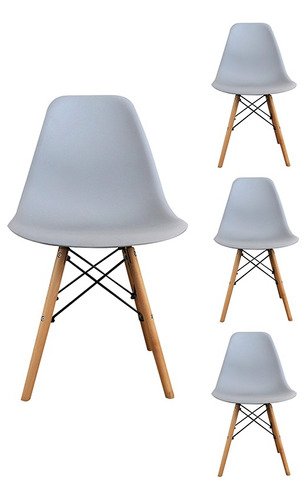 Kit 4 Cadeiras Charles Eames Eiffel Pé Palito - Allight