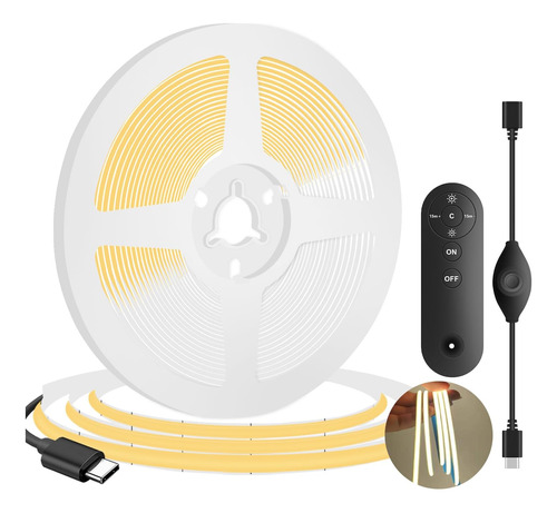 ?tipo C Powered 5mm 5v Cob Led Strip Tape Dimmable Flex...