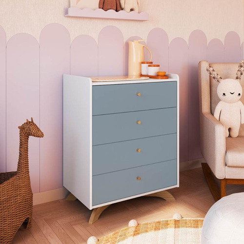 Cômoda Gaveteiro Para Quarto Infantil Com 4 Gavetas 91 Cm