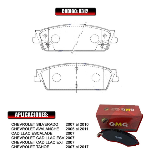 Pastilla De Freno Trasera Chevrolet Avalanche 2006 2007 8312 Foto 2