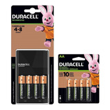 Carregador De Pilhas Duracell Bivolt C/ 8 Pilhas Aa 2500 Mah