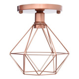 Lustre De Teto Industrial Plafon Retrô Aramado Diamante Cor Rose Gold