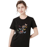 Camiseta Casual Con Estampado De Mariposas De Moda Para Muje