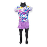 Conjunto De Playera Y Short Falda De Kuromi Lila