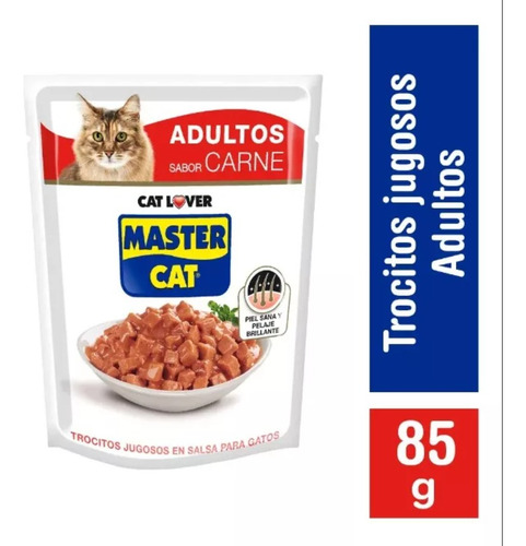 Master Cat Alimento Gato Trocitos Jugosos Carne 12x 85 Grs