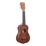 Ukulele Soprano De Caoba Satinada Ribete Blanco (marró...