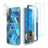 Funda Para Samsung Galaxy S21 Fe 5g - Marmol Azul+vidrios