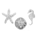 Pewter Sea Animals Starfish Sand Dollar & Seahorse Magnets S