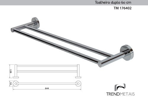 Toalheiro Redondo 60cm Duplo Trend Metais Tm 176402