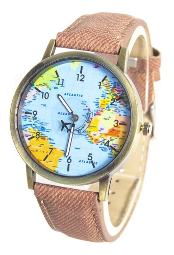 Reloj Pulsera Mapamundi Avion Varios Colores Oferta !!!