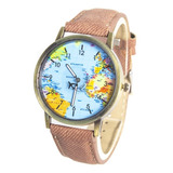 Reloj Pulsera Mapamundi Avion Varios Colores Oferta !!!