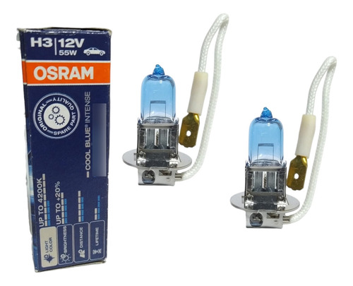 Par Focos Halógeno Osram H3 Cool Blue +20% Luz 12v 55w 