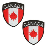 2 Pcs Parche De La Bandera Del Escudo De Canadá Bordado Para