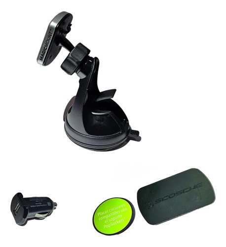 Kit Soporte Scosche Magnético Y Cargador De Auto 12w 