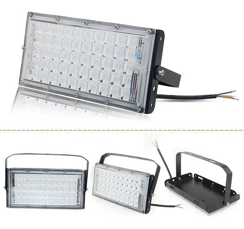 Reflector Led 100w Bajo Consumo Exterior Frio Multiled Color De La Carcasa Blanco Color De La Luz Blanco Frío 220v