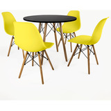 Mesa Redonda Eiffel 80cm Com 4 Cadeiras Eames Set Conjunto