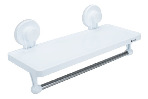 Repisa Organizadora Ventosa Para Baño Con Toallero Color Blanco