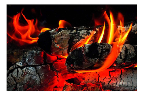 Vinilo 80x120cm Fuego Leña Carbon Brasas Calor Caliente