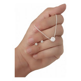 Conjunto Cadena Con Dije Susanita Blanco Y Aros Plata 925