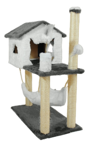 Arranhador Casinha Rede  Casinha Gato Cinza/branco