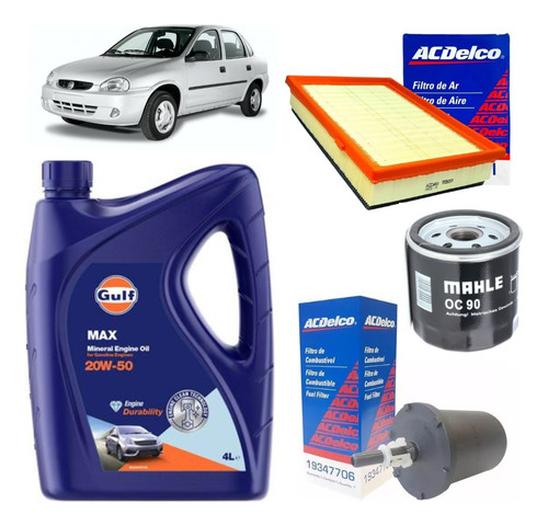 Kit Service X 3 Filtros + Aceite 20w 50 Agile Corsa 1.4 1.6