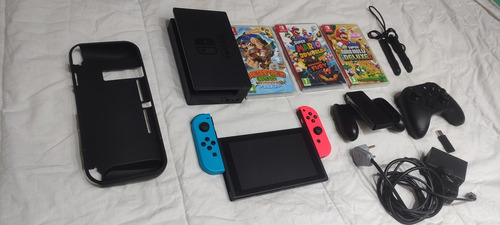 Nintendo Switch+10 Jogos Case Película Cartão Controle