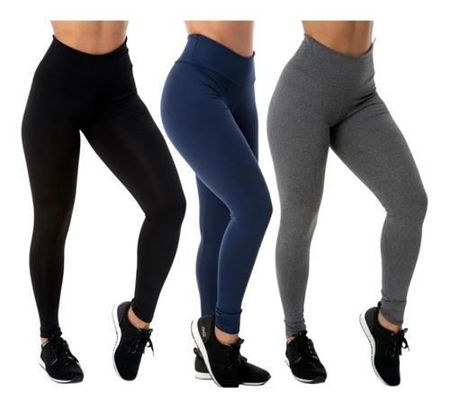 Kit 3 Legging Suplex Feminina Moda Fitness Academia Promoção